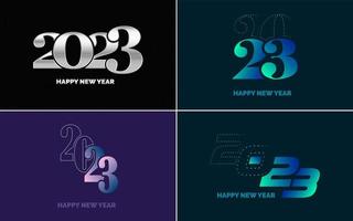 conjunto de diseño de logotipo 2023 feliz año nuevo. Plantilla de diseño de número 2023. decoración navideña 2023 símbolos de feliz año nuevo. diseño moderno de navidad para banner. red social. portada y calendario vector