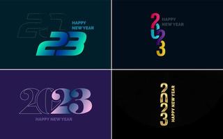 conjunto de diseño de logotipo 2023 feliz año nuevo. Plantilla de diseño de número 2023. decoración navideña 2023 símbolos de feliz año nuevo. diseño moderno de navidad para banner. red social. portada y calendario vector