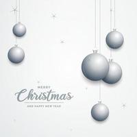 Elegant shiny white Christmas background with Silver baubles and place for text vector