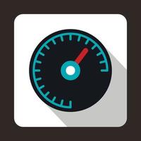 Speedometer with blue backlight icon, flat style vector