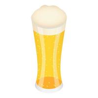 Glass of yellow beer icon, isometric style vector