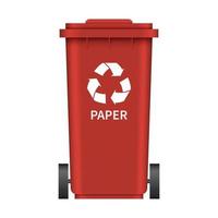 Paper garbage wheel box mockup, realistic style vector