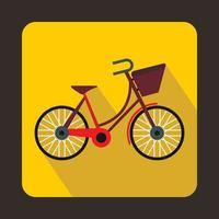 Bike with luggage icon, flat style vector