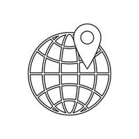 Globe and map pointe icon, outline style vector