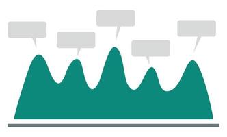 Wave chart icon, flat style vector