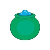 Green witch cauldron with potion icon vector