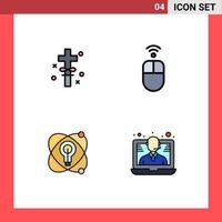 Universal Icon Symbols Group of 4 Modern Filledline Flat Colors of cross education easter mouse bulb Editable Vector Design Elements