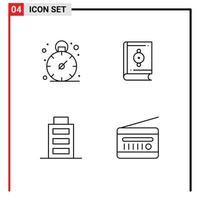 Set of 4 Modern UI Icons Symbols Signs for business user islam ramadan fm radio Editable Vector Design Elements