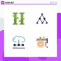 4 Flat Icon concept for Websites Mobile and Apps bamboo media link cloud board Editable Vector Design Elements