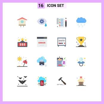 conjunto de 16 colores planos vectoriales en la cuadrícula para el juego de puntuación más alta papel trueno relámpago paquete editable de elementos creativos de diseño vectorial vector