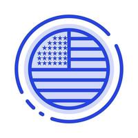 American Flag Thanksgiving Usa Blue Dotted Line Line Icon vector