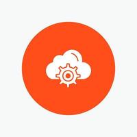 Cloud Setting Gear Computing white glyph icon vector