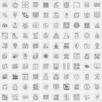 paquete de 100 iconos de líneas universales para móviles y web vector