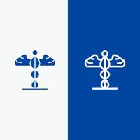 medicina medicina salud grecia línea y glifo icono sólido bandera azul línea y glifo icono sólido bandera azul vector