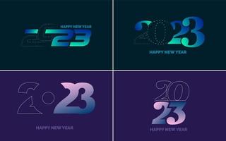 conjunto de diseño de logotipo 2023 feliz año nuevo. Plantilla de diseño de número 2023. decoración navideña 2023 símbolos de feliz año nuevo. diseño moderno de navidad para banner. red social. portada y calendario vector