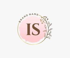 Initial IS feminine logo. Usable for Nature, Salon, Spa, Cosmetic and Beauty Logos. Flat Vector Logo Design Template Element.