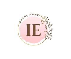 Initial IE feminine logo. Usable for Nature, Salon, Spa, Cosmetic and Beauty Logos. Flat Vector Logo Design Template Element.