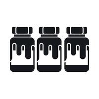 Three plastic jars with gouache icon vector