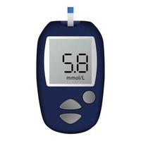 Blue glucose meter icon, realistic style vector