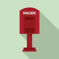 Red street mailbox icon, flat style vector