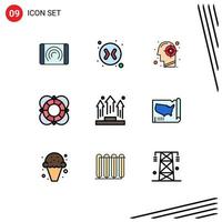 Modern Set of 9 Filledline Flat Colors and symbols such as business outline head lifeguard essentials Editable Vector Design Elements