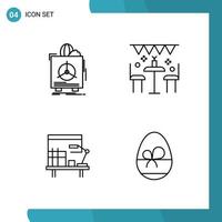 Vector Pack of 4 Outline Symbols Line Style Icon Set on White Background for Web and Mobile Creative Black Icon vector background