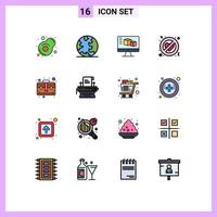 Set of 16 Modern UI Icons Symbols Signs for business bag monitor forbidden no love Editable Creative Vector Design Elements