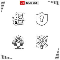 4 Icons Line Style Grid Based Creative Outline Symbols for Website Design Simple Line Icon Signs Isolated on White Background 4 Icon Set Creative Black Icon vector background