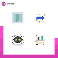 Group of 4 Flat Icons Signs and Symbols for layout spooky forward holiday finance Editable Vector Design Elements