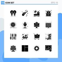 Mobile Interface Solid Glyph Set of 16 Pictograms of flow present pipe gift transparent Editable Vector Design Elements