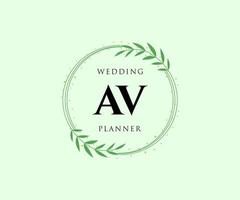 AV Initials letter Wedding monogram logos collection, hand drawn modern minimalistic and floral templates for Invitation cards, Save the Date, elegant identity for restaurant, boutique, cafe in vector