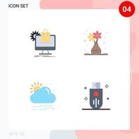 Modern Set of 4 Flat Icons and symbols such as shopping wind services art weather Editable Vector Design Elements