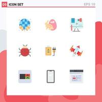 User Interface Pack of 9 Basic Flat Colors of spring ladybug business insect law Editable Vector Design Elements