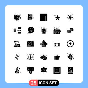 25 Universal Solid Glyphs Set for Web and Mobile Applications rise star sign shape website Editable Vector Design Elements
