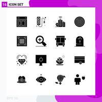 Pack of 16 creative Solid Glyphs of design sport power supply equipment board Editable Vector Design Elements