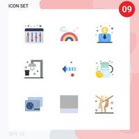 Mobile Interface Flat Color Set of 9 Pictograms of summer left employee salary direction sport Editable Vector Design Elements