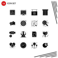 16 Creative Icons Modern Signs and Symbols of passport drawer protect decor shop Editable Vector Design Elements