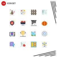 Editable Vector Line Pack of 16 Simple Flat Colors of wlan share product file security Editable Pack of Creative Vector Design Elements