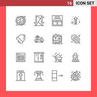 Modern Set of 16 Outlines Pictograph of ecommerce education bag bell up Editable Vector Design Elements