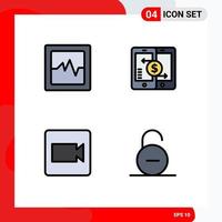 Pictogram Set of 4 Simple Filledline Flat Colors of analytics video payment smartphone padlock Editable Vector Design Elements