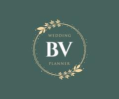 BV Initials letter Wedding monogram logos collection, hand drawn modern minimalistic and floral templates for Invitation cards, Save the Date, elegant identity for restaurant, boutique, cafe in vector