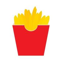 Patatas fritas en icono de caja de papel rojo vector