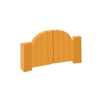 Wooden gate icon in cartoon style vector
