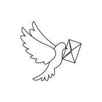 Dove carrying envelope icon, outline style vector