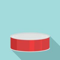 Fish in tomato tin can icon, flat style vector