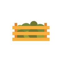 Wooden crate with vegetables icon, flat style vector