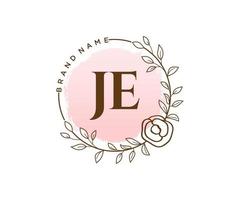 Initial JE feminine logo. Usable for Nature, Salon, Spa, Cosmetic and Beauty Logos. Flat Vector Logo Design Template Element.