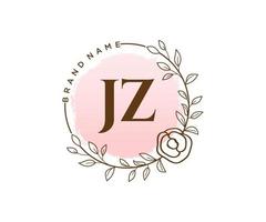 Initial JZ feminine logo. Usable for Nature, Salon, Spa, Cosmetic and Beauty Logos. Flat Vector Logo Design Template Element.