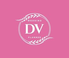 DV Initials letter Wedding monogram logos collection, hand drawn modern minimalistic and floral templates for Invitation cards, Save the Date, elegant identity for restaurant, boutique, cafe in vector