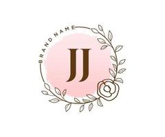 Initial JJ feminine logo. Usable for Nature, Salon, Spa, Cosmetic and Beauty Logos. Flat Vector Logo Design Template Element.